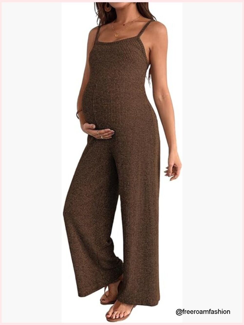 Maternity Jumpsuit Sleeveless Square Neck Wide Leg Stretchy Romper